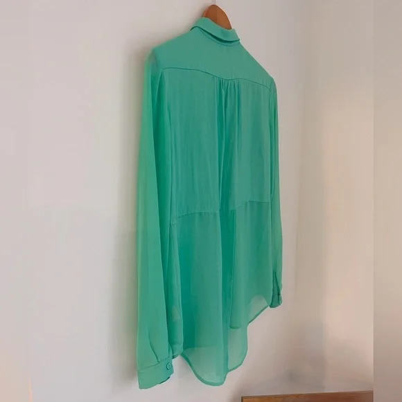 FREE PEOPLE ~ Emerald Green Button Down Blouse ~ size XS - Picture 6 of 7
